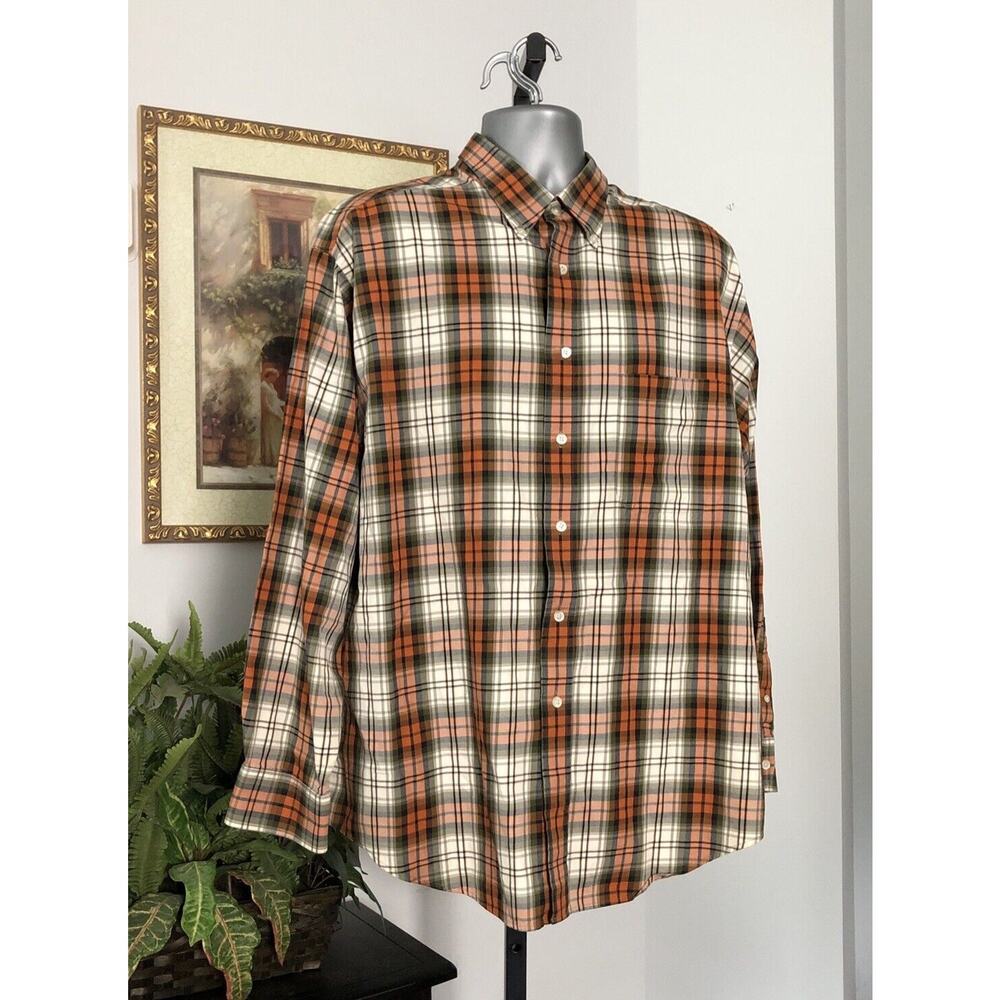 Turnburry European Fabrio 35/ XL Men Plaid Shirt Long Sleeve Collar 100% Cotton
